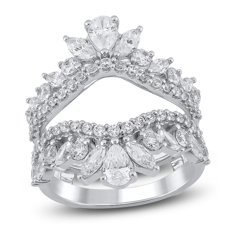 Main Image 1 of Lab-Grown Diamond Pear, Marquise & Round-Cut Enhancer Ring 2-1/2 ct tw 14K White Gold