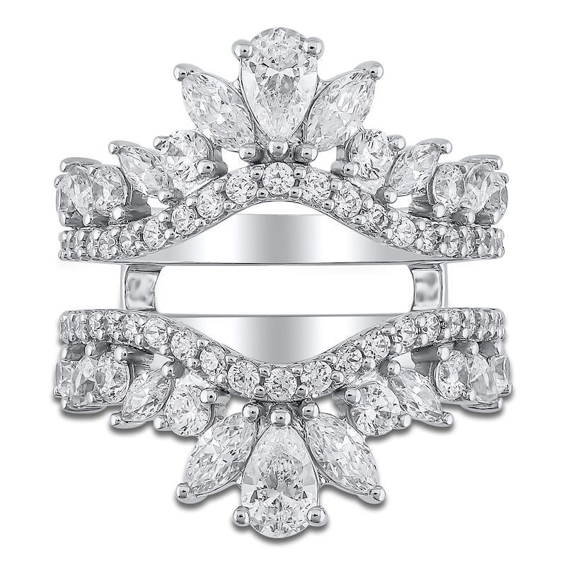 Main Image 3 of Lab-Grown Diamond Pear, Marquise & Round-Cut Enhancer Ring 2-1/2 ct tw 14K White Gold