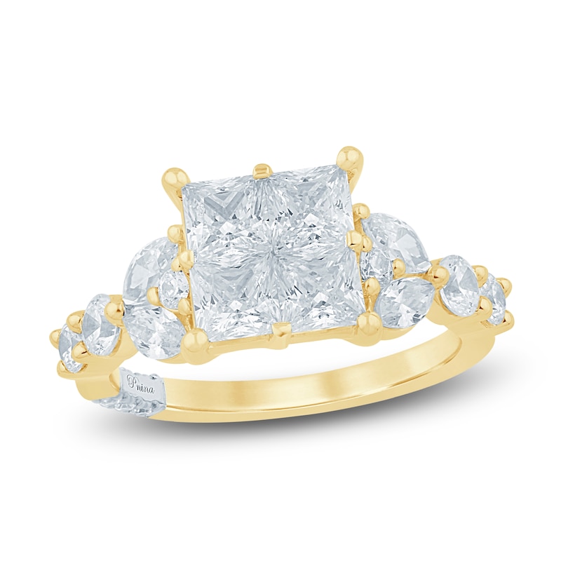 Main Image 1 of Pnina Tornai Princess-Cut Quad Diamond Engagement Ring 3 ct tw 14K Yellow Gold