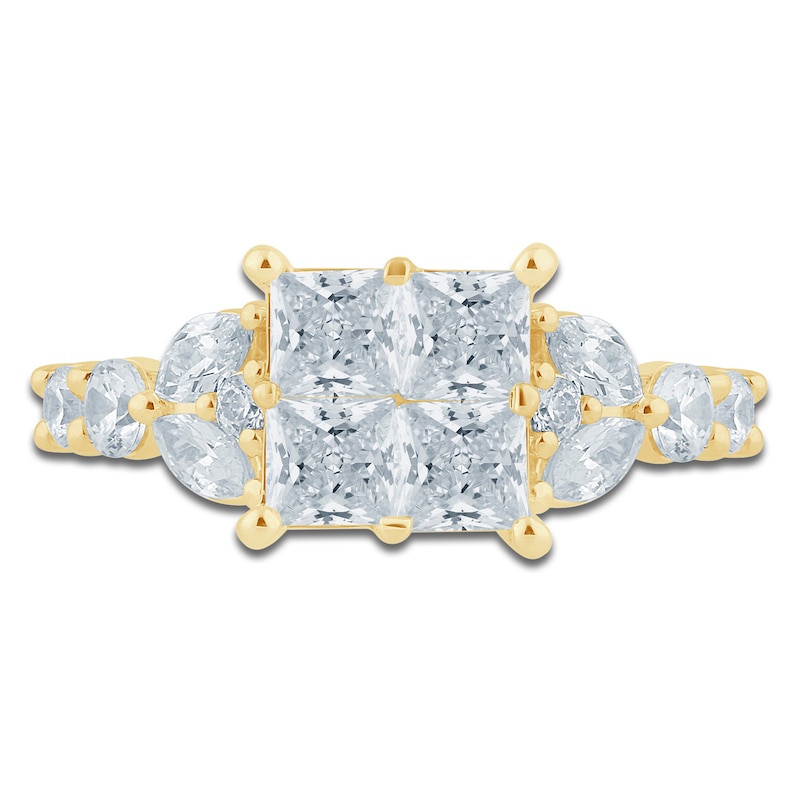 Main Image 3 of Pnina Tornai Princess-Cut Quad Diamond Engagement Ring 3 ct tw 14K Yellow Gold