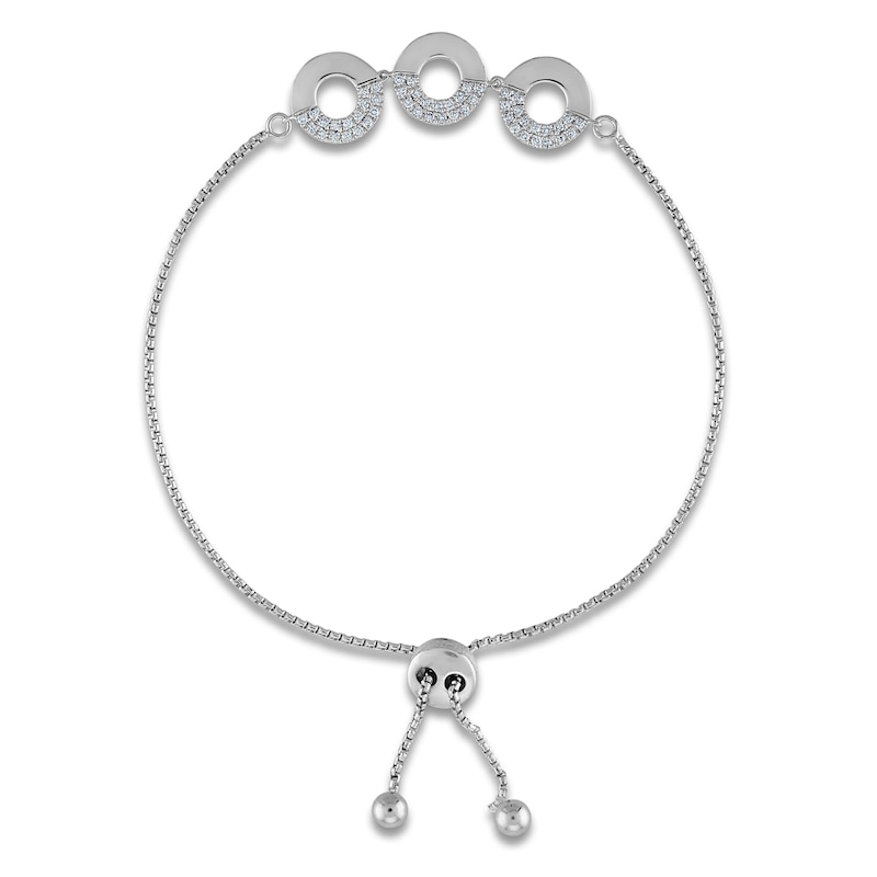 Main Image 2 of Diamond Circles Trio Bolo Bracelet 1/3 ct tw Sterling Silver 9.5"