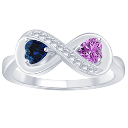 Heart Birthstone Couple's Infinity Ring (2 Stones and Lines)