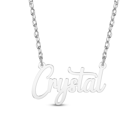 Script Name Necklace 10K White Gold 18"