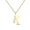Thumbnail Image 1 of Diamond Accent Heart Initial Necklace 24K Yellow Gold-Plated Sterling Silver 18"