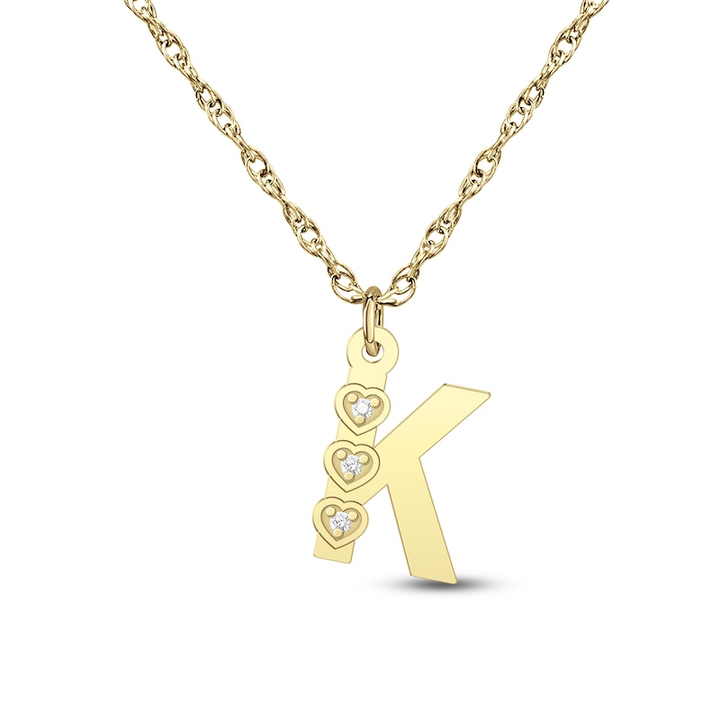 Main Image 1 of Diamond Accent Heart Initial Necklace 14K Yellow Gold 18"