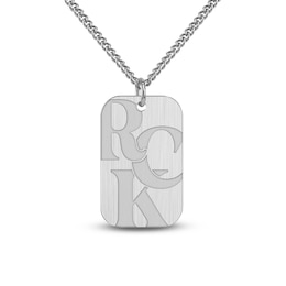 Men's Monogram Dog Tag Necklace Sterling Silver 22"