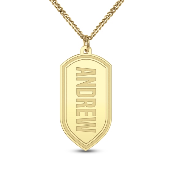 Men's Arrow Name Tag Necklace 10K Yellow Gold 22"