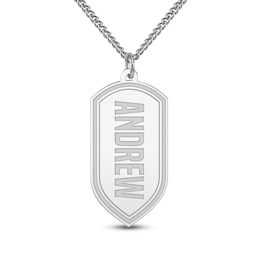 Men's Arrow Name Tag Necklace Sterling Silver 22"