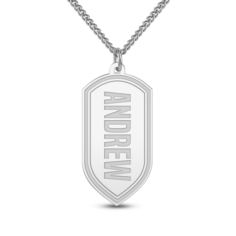 Main Image 1 of Men's Arrow Name Tag Necklace Sterling Silver 22"