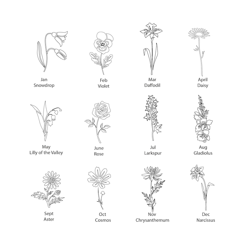 Main Image 4 of Birth Flower & Script Initial Disc Necklace 10K White Gold 18"