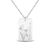 Thumbnail Image 1 of Name & Birth Flower Tag Necklace 10K White Gold 18"