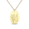 Thumbnail Image 1 of Script Name & Birth Flower Oval Necklace 10K Yellow Gold 18"