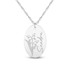 Thumbnail Image 1 of Script Name & Birth Flower Oval Necklace 14K White Gold 18"