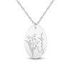 Thumbnail Image 1 of Script Name & Birth Flower Oval Necklace Sterling Silver 18"