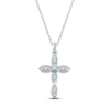 Thumbnail Image 1 of Natural Aquamarine Birthstone Cross Necklace Sterling Silver 18"