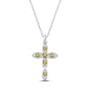 Thumbnail Image 1 of Natural Peridot Birthstone Cross Necklace Sterling Silver 18"