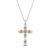 Thumbnail Image 1 of Natural Citrine Birthstone Cross Necklace Sterling Silver 18"
