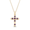 Thumbnail Image 1 of Natural Amethyst Birthstone Cross Necklace 10K Yellow Gold 18"
