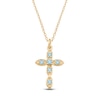 Thumbnail Image 1 of Natural Aquamarine Birthstone Cross Necklace 10K Yellow Gold 18"