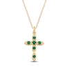 Thumbnail Image 1 of Lab-Created Emerald Birthstone Cross Necklace 10K Yellow Gold 18"