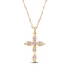 Thumbnail Image 1 of Lab-Created Alexandrite Birthstone Cross Necklace 10K Yellow Gold 18"