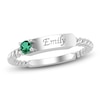 Thumbnail Image 1 of Lab-Created Emerald Engravable ID Ring Sterling Silver