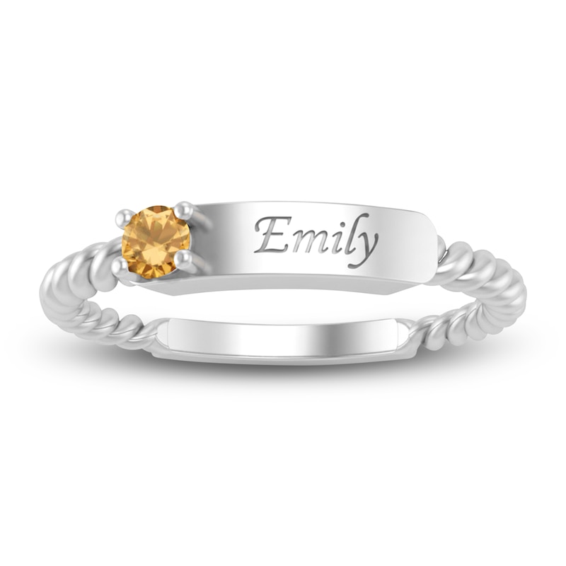 Main Image 2 of Natural Citrine Engravable ID Ring Sterling Silver