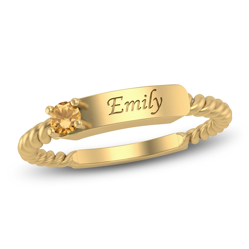 Main Image 1 of Natural Citrine Engravable ID Ring 10K Yellow Gold