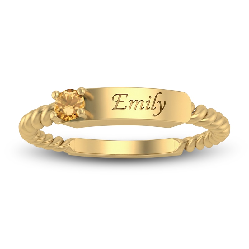 Main Image 2 of Natural Citrine Engravable ID Ring 10K Yellow Gold