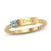 Thumbnail Image 1 of Natural Blue Zircon Engravable ID Ring 10K Yellow Gold