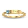 Thumbnail Image 2 of Natural Blue Zircon Engravable ID Ring 10K Yellow Gold