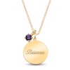Thumbnail Image 1 of Name Disc & Natural Amethyst Solitaire Charm Necklace 10K Yellow Gold 18" (1 Line)