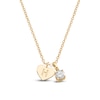 Thumbnail Image 1 of Natural White Topaz & Engravable Initial Heart Charm Necklace 10K Yellow Gold 18"