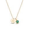 Thumbnail Image 1 of Lab-Created Emerald & Engravable Initial Heart Charm Necklace 10K Yellow Gold 18"