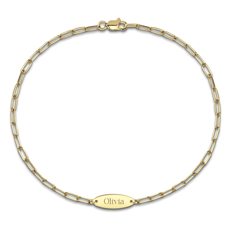 Main Image 1 of Personalized Oval Nameplate Bracelet 24K Yellow Gold-Plated Sterling Silver 7.5" (1 Name)