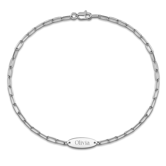Personalized Oval Nameplate Bracelet Sterling Silver 7.5" (1 Name)
