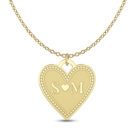 Personalized Couple's Initials Heart Necklace 24K Yellow Gold-Plated Sterling Silver 18" (2 Initials)