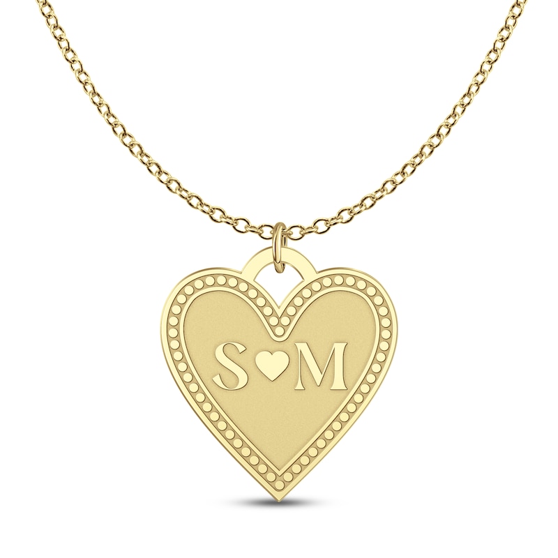Main Image 1 of Personalized Couple's Initials Heart Necklace 24K Yellow Gold-Plated Sterling Silver 18" (2 Initials)