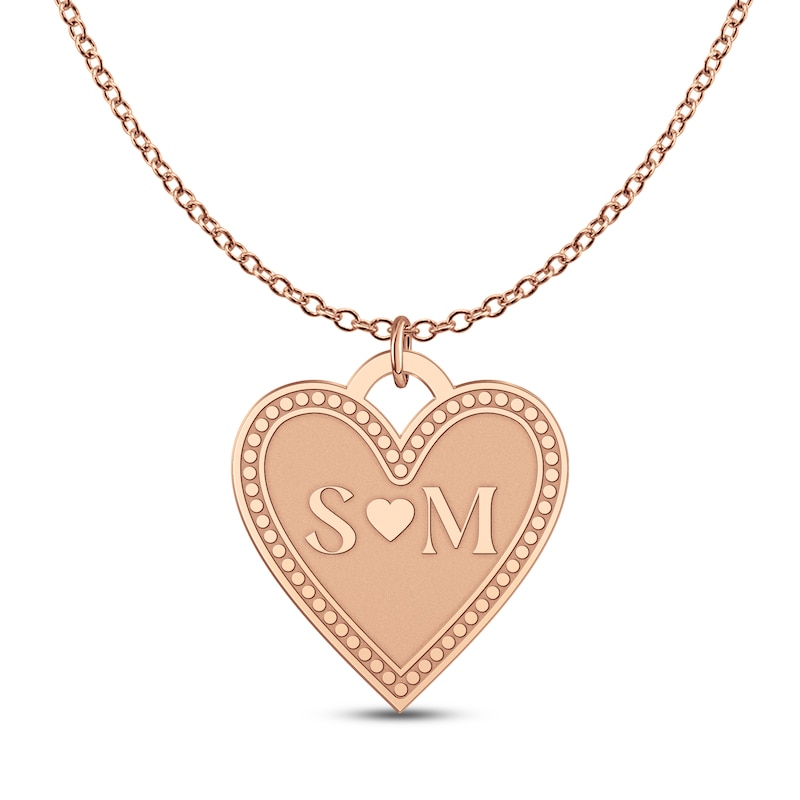 Main Image 1 of Personalized Couple's Initials Heart Necklace 14K Rose Gold 18" (2 Initials)