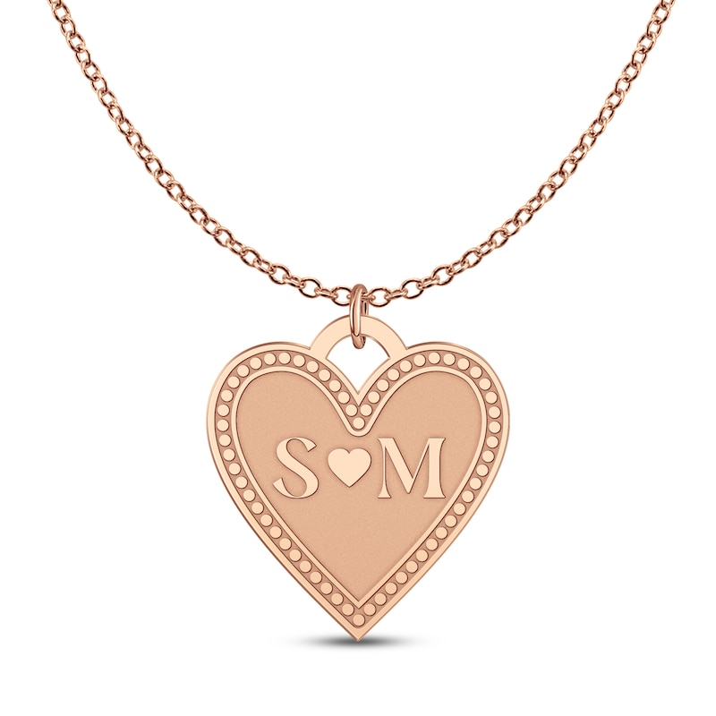 Main Image 1 of Personalized Couple's Initials Heart Necklace 14K Rose Gold-Plated Sterling Silver 18" (2 Initials)