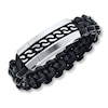 Thumbnail Image 0 of Men's Bracelet Black Leather Stainless Steel 8.5" Length