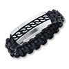 Thumbnail Image 1 of Men's Bracelet Black Leather Stainless Steel 8.5" Length