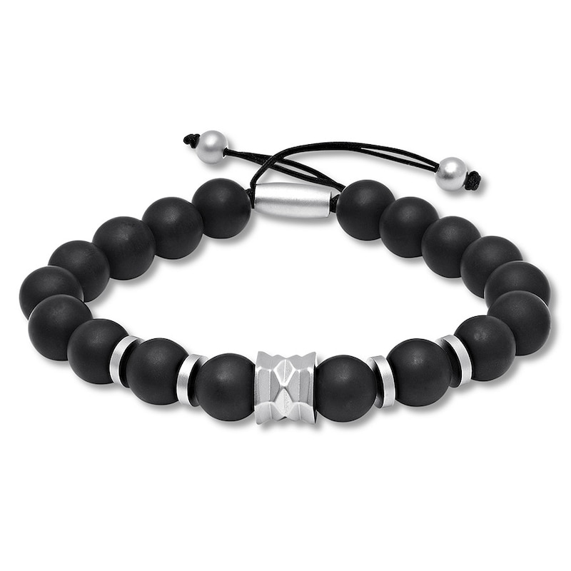Main Image 1 of Men's Onyx Bolo Bracelet Stainless Steel