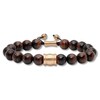 Thumbnail Image 1 of Men's Tiger Eye Quartz Bolo Bracelet Rose-Tone Stainless Steel