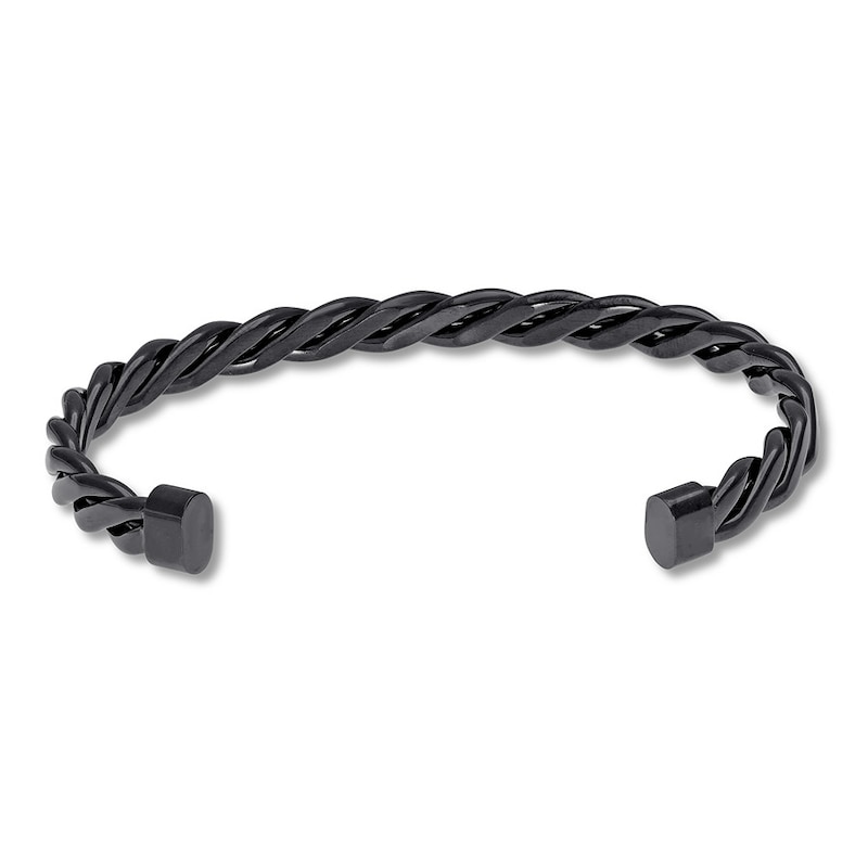 Men's Cuff Bracelet Black Ion-Plated Stainless Steel