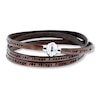 Thumbnail Image 1 of Serenity Prayer Bracelet Brown Leather Stainless Steel