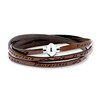 Thumbnail Image 1 of Footprints Prayer Brown Leather Bracelet Stainless Steel