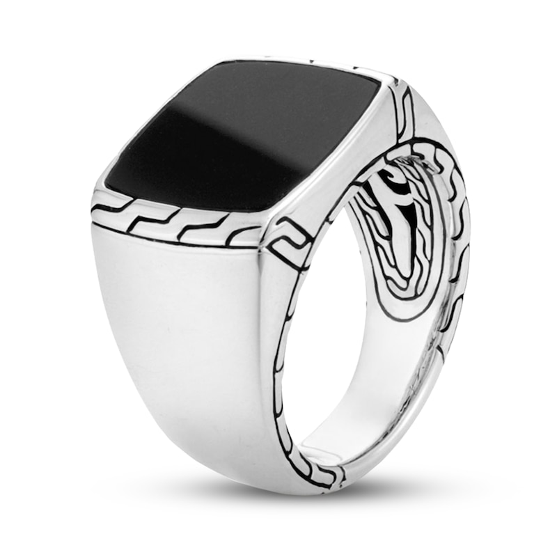 Leo Hammered Onyx Signet Ring