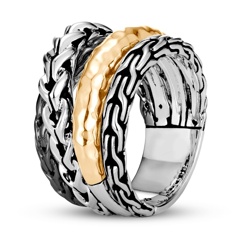 John Hardy Asli Classic Chain Link Ring Sterling Silver/18K Yellow Gold with 360