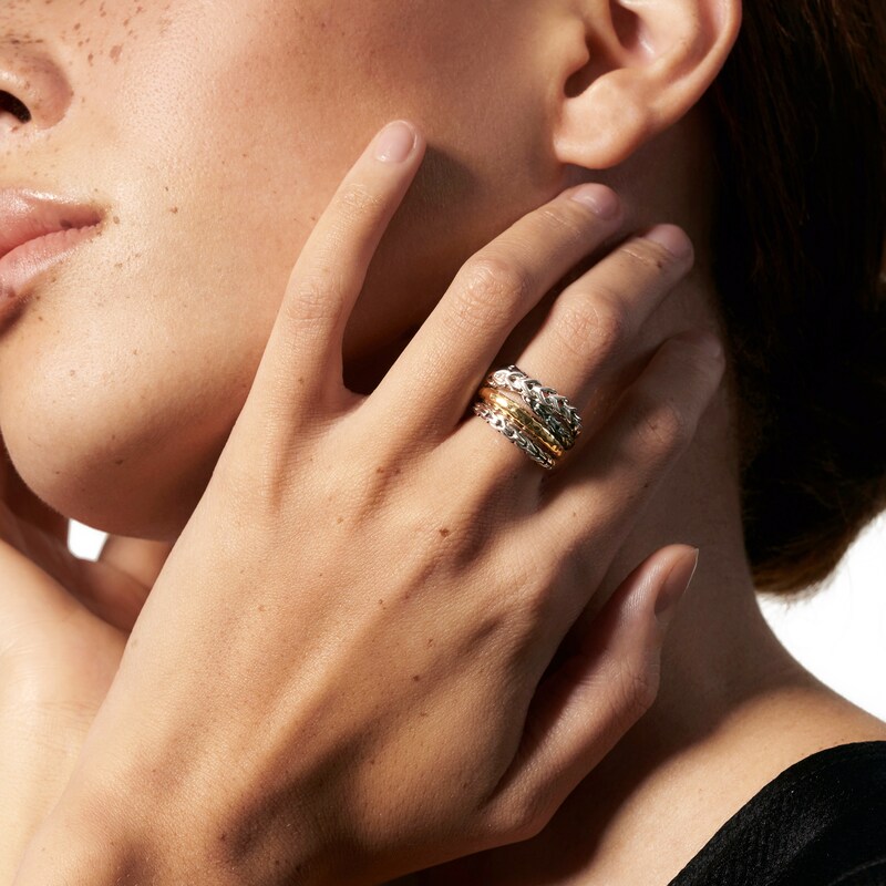 John Hardy Asli Classic Chain Link Ring Sterling Silver/18K Yellow Gold